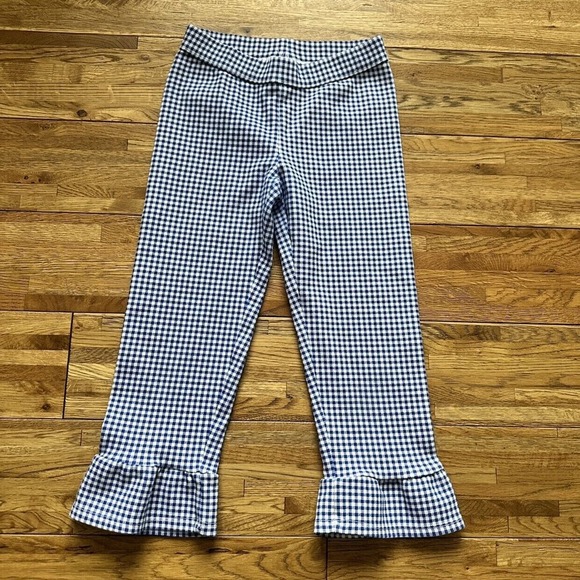 Janie And Jack Girls Gingham Ruffle Ponte Pants Size 6 - Picture 2 of 6
